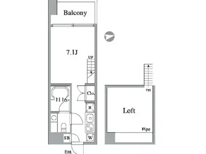 RIZ高輪(1K/4階)の間取り写真