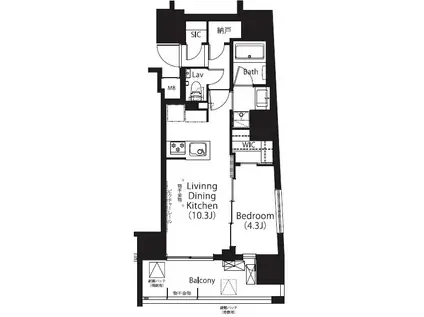 フレンシア四谷左門町(1LDK/2階)の間取り写真
