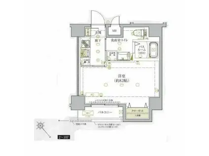 ベルシード王子(1K/7階)の間取り写真