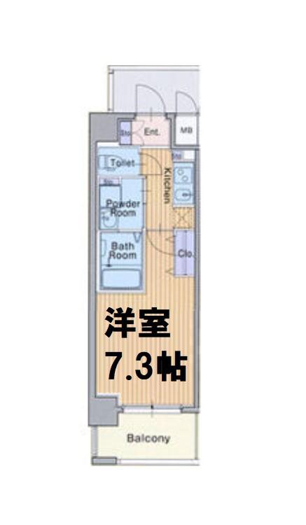 ミュプレ北浜(1K/2階)の間取り写真