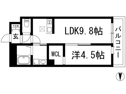 シャインヒルズ(1LDK/1階)の間取り写真