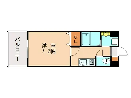 レジディア博多II(1K/3階)の間取り写真