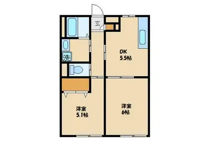プレジール R(2DK/1階)の間取り写真