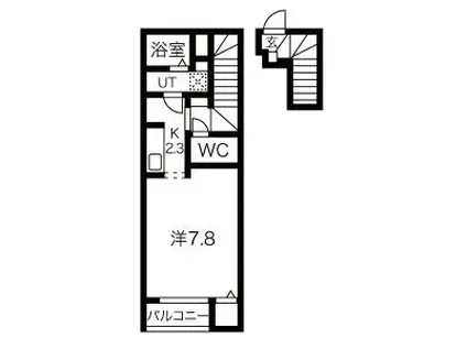 クレアB(1K/2階)の間取り写真