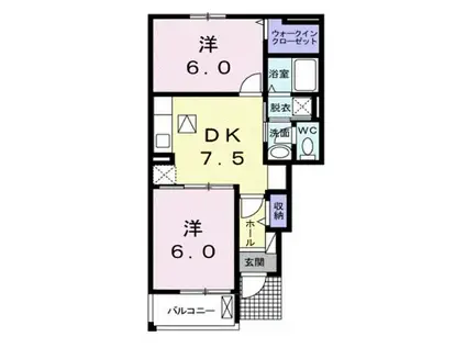フェリーチェB(2DK/1階)の間取り写真