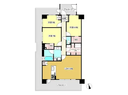 アルバックス蒲郡レジデンス(3LDK/2階)の間取り写真