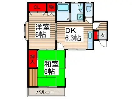ラ・マキシマ(2DK/2階)の間取り写真