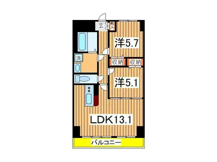 K・Mおおたかの森(2LDK/6階)の間取り写真