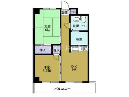 港スカイハイツ(2DK/2階)の間取り写真