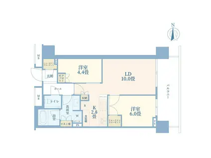 パークホームズ南麻布 ザ レジデンス(2LDK/6階)の間取り写真