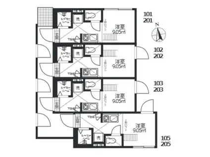 クレシェンド学芸大学(ワンルーム/2階)の間取り写真