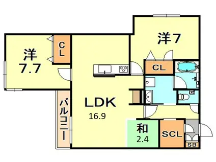 MAISON DE YUZU(2SLDK/3階)の間取り写真