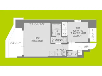 プレジオ玉造(1LDK/6階)の間取り写真