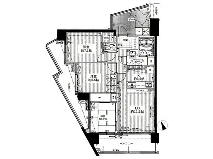サーパス南橋本(3LDK/6階)の間取り写真