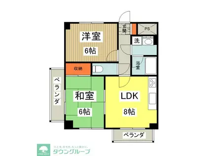 ブルーパールマンション(2LDK/2階)の間取り写真