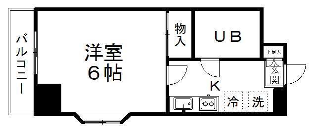 ダイアパレスプレステージ上杉(1K/2階)の間取り写真