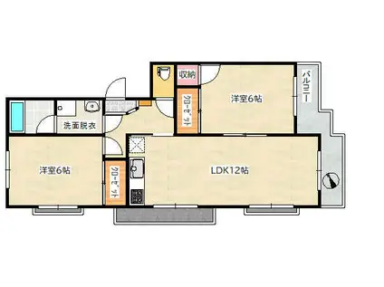 コーポ中洲(2LDK/3階)の間取り写真