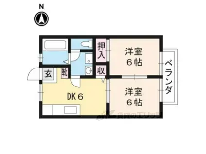 ソレイユメゾン宝ヶ池(2DK/1階)の間取り写真