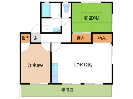 ハピネス822棟(2LDK/1階)の間取り写真