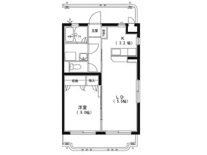 アンビシャス(1LDK/1階)の間取り写真