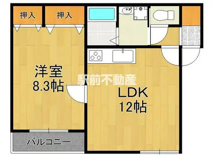 GREEN VIEW I(1LDK/2階)の間取り写真