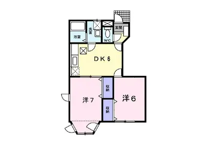 ソレイユルヴァンII(2DK/1階)の間取り写真