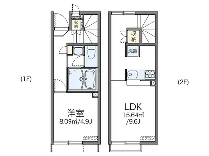 レオネクストコクメイハイツA(1LDK/1階)の間取り写真