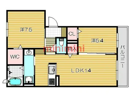 べレオ城南(2LDK/1階)の間取り写真