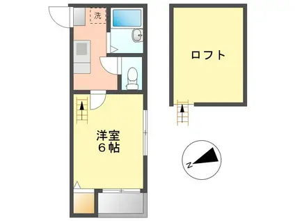 クラウディア浄心(1K/2階)の間取り写真