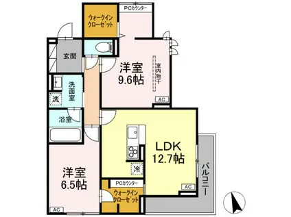 D-RESIDENCE府中西府町(2LDK/2階)の間取り写真