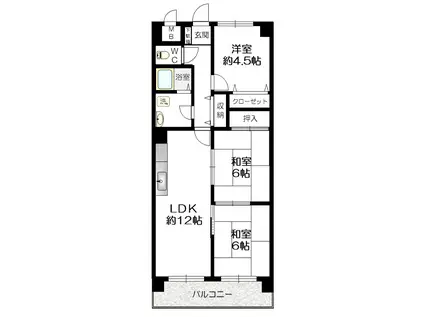 サンコート萩乃台(3LDK/3階)の間取り写真