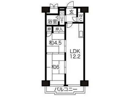 多賀城ロジュマンG棟(2LDK/4階)の間取り写真