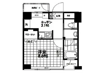 URBAN SELECT MUSASHIURAWA(1K/6階)の間取り写真