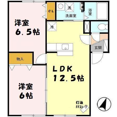 ウィルモアレラ(2LDK/1階)の間取り写真