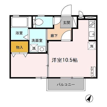コートパル(ワンルーム/2階)の間取り写真