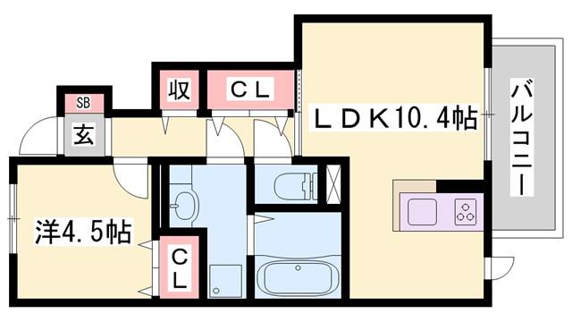 PLACIDO A(1LDK/1階)の間取り写真