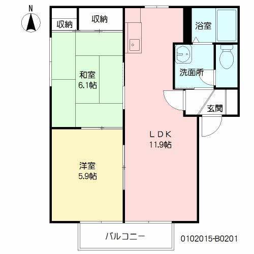レーベンス富の原B(2SLDK/2階)の間取り写真