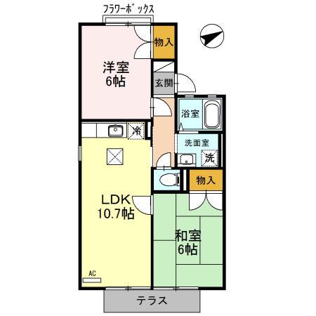 アイビハイツC棟(2LDK/1階)の間取り写真