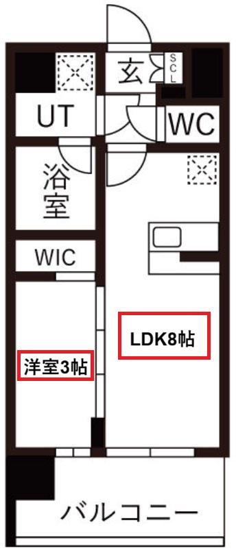 エスリードレジデンス玉造ザ・イースト(1LDK/8階)の間取り写真