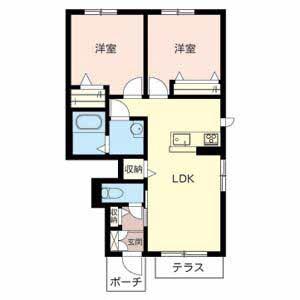 ドルチェ・ヴィータ(2LDK/1階)の間取り写真