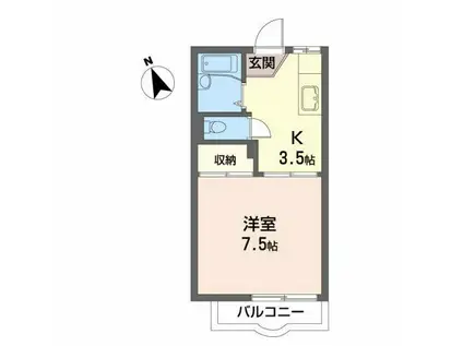 ウエストヴィレッジ野田A(1K/1階)の間取り写真