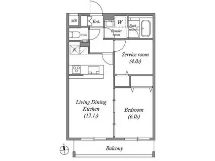 オーバスホーム武蔵小金井(2LDK/3階)の間取り写真