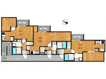 グランソル(1LDK/2階)の間取り写真
