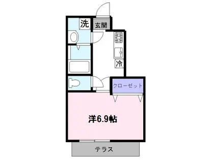 エバーソレーユ(1K/1階)の間取り写真