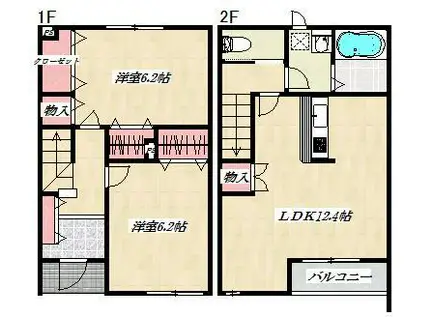 シンフォニア狭山(2LDK/1階)の間取り写真
