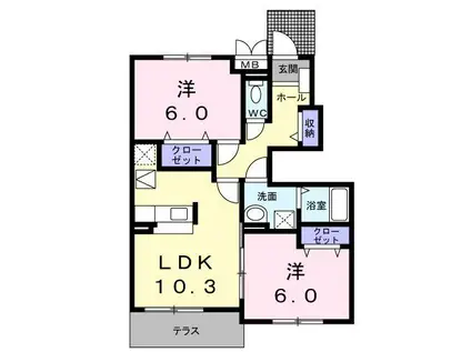 アスターラビスタI(2LDK/1階)の間取り写真
