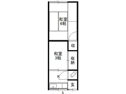 岩田文化(2K/1階)の間取り写真