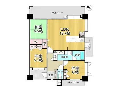 アムール箱崎駅東(3LDK/8階)の間取り写真