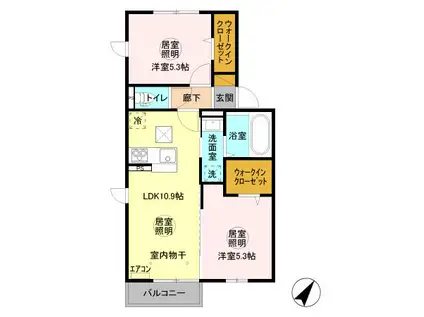 三の丸キャッスル B(2LDK/1階)の間取り写真