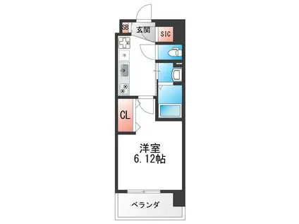 LUXE布施北III(1K/11階)の間取り写真